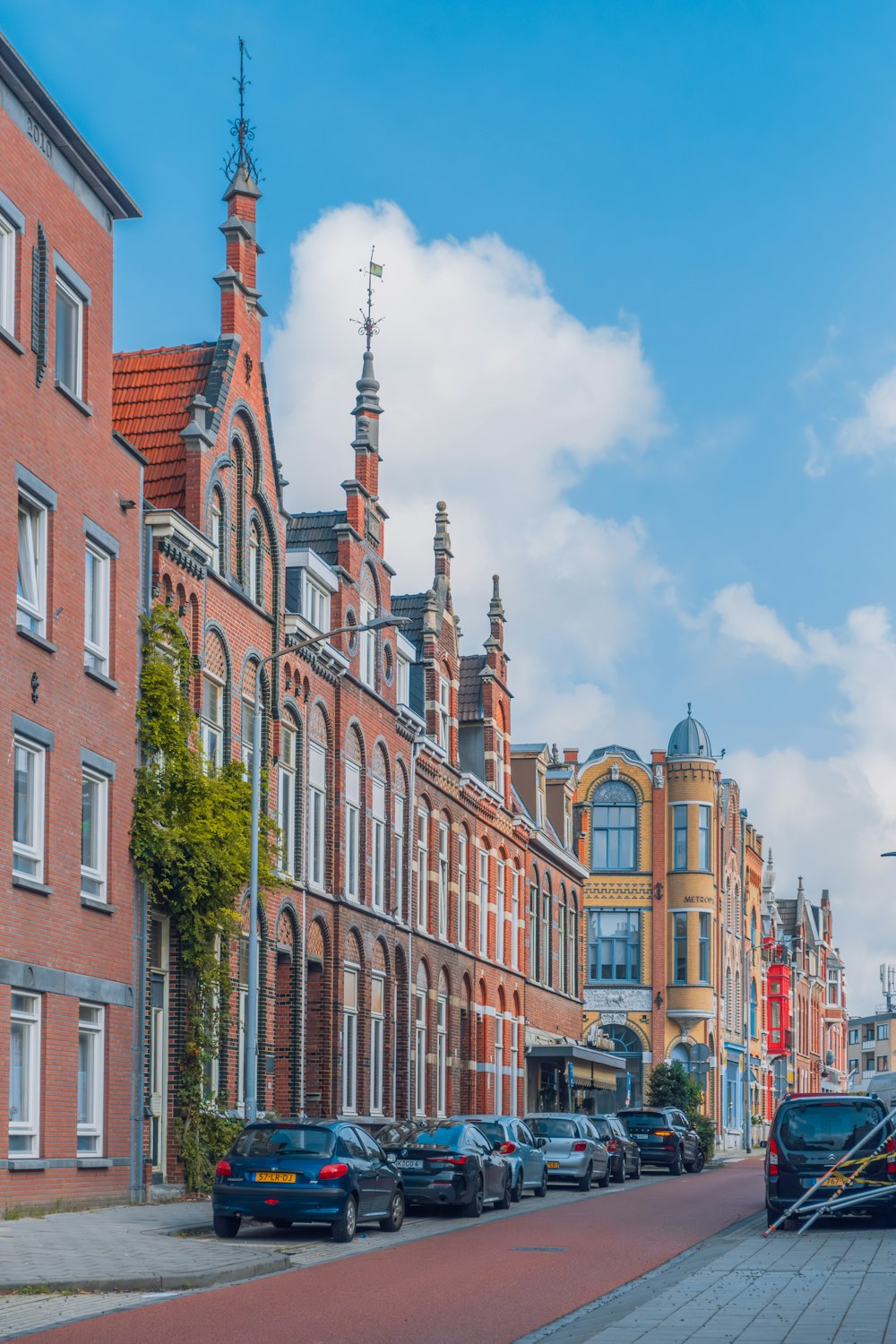 a row of buildings on a city street