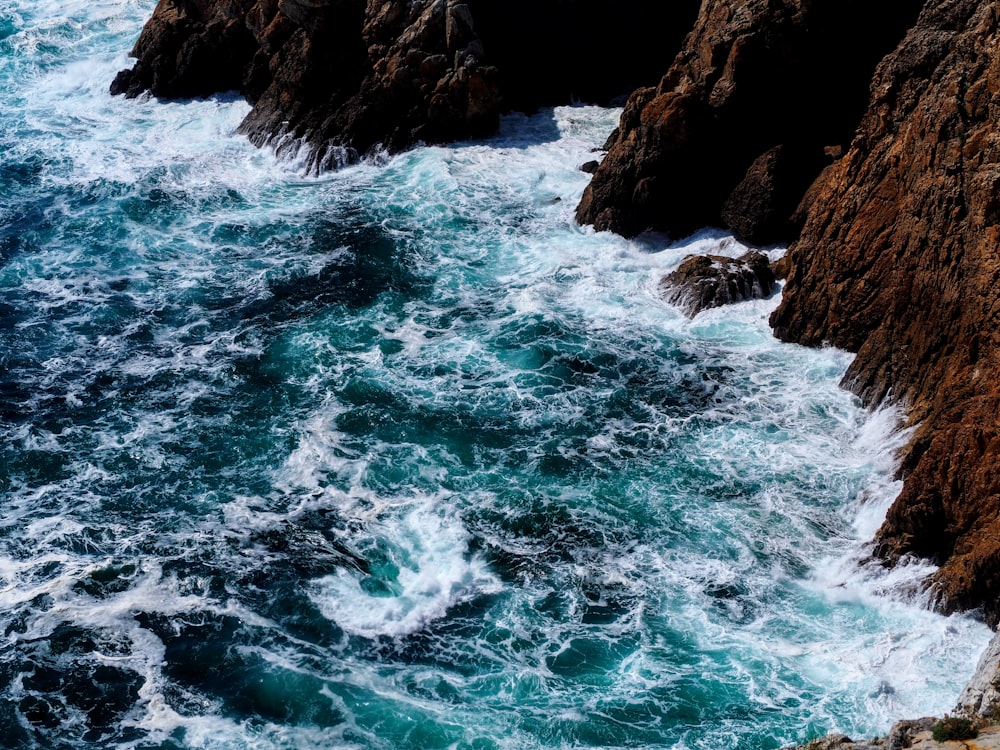 a view of the ocean from a cliff