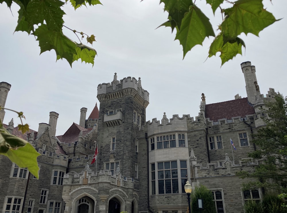 a large castle like building with a clock tower