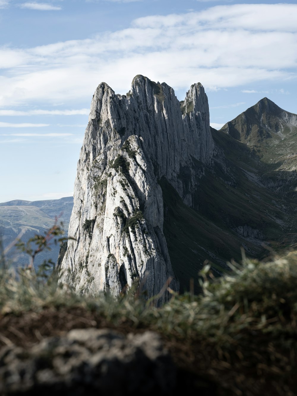 a mountain with a very tall rock formation