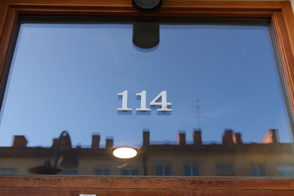 a close up of a window with a number on it