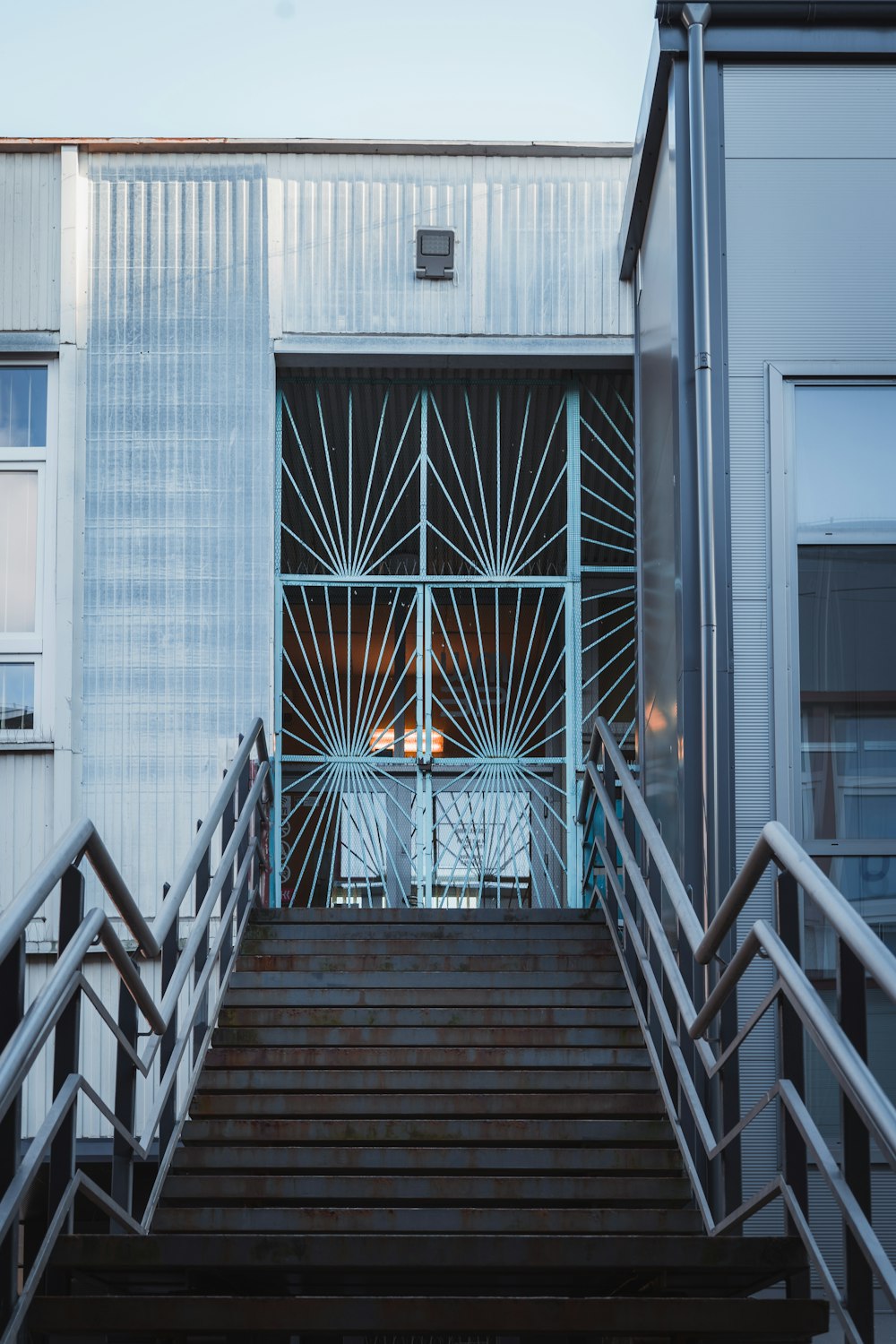 a set of stairs leading up to a building