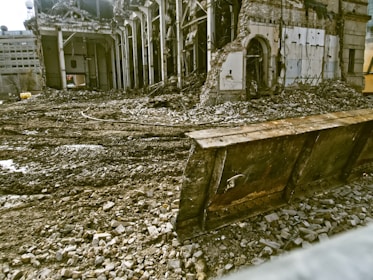 A close-up of laser wall cutting in progress inside a partially demolished building.
