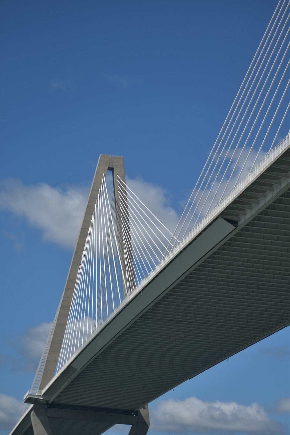 a view of the underside of a bridge
