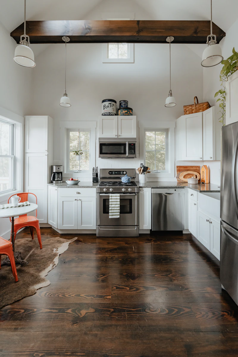 Bright kitchen with household appliances