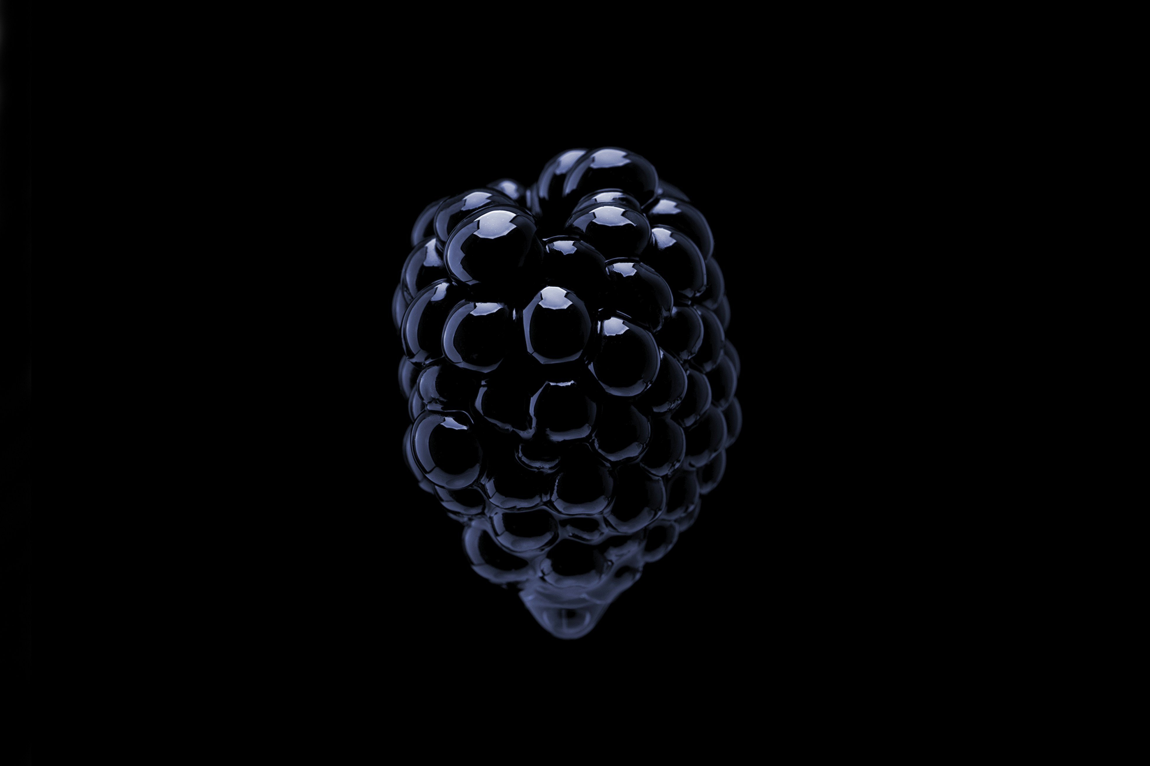 A close up of a black raspberry on a black background photo – Free ...