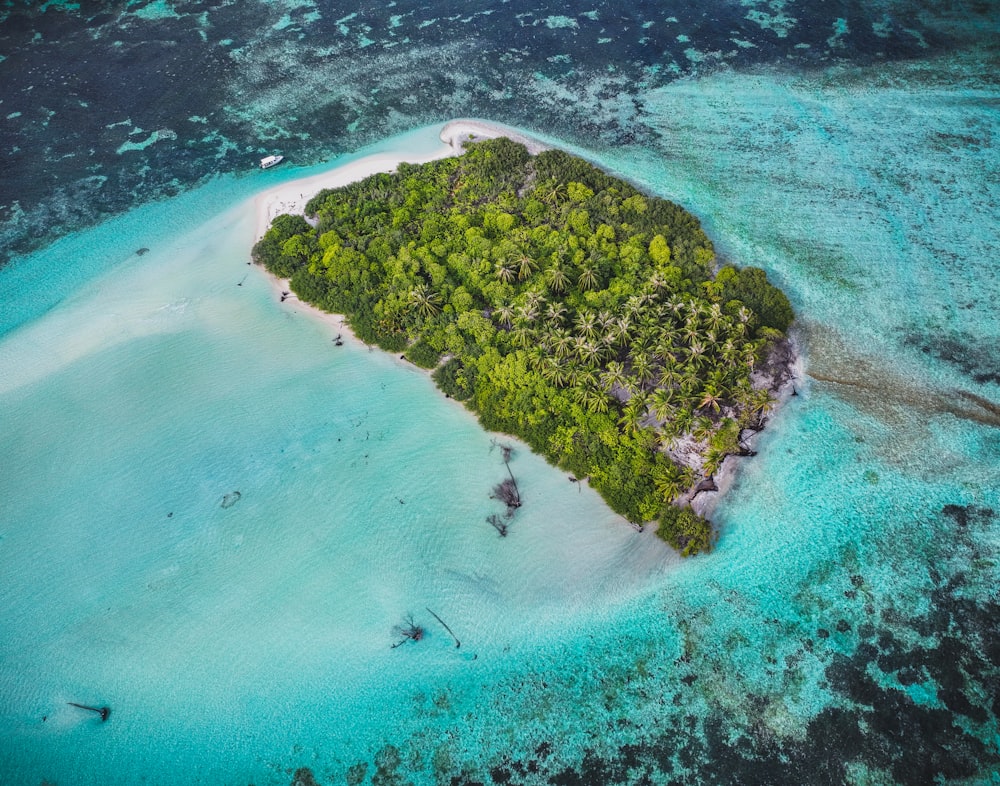 a small island in the middle of the ocean