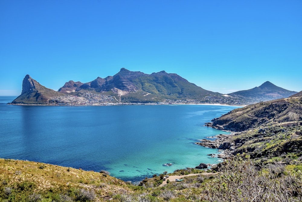 a large body of water surrounded by mountains