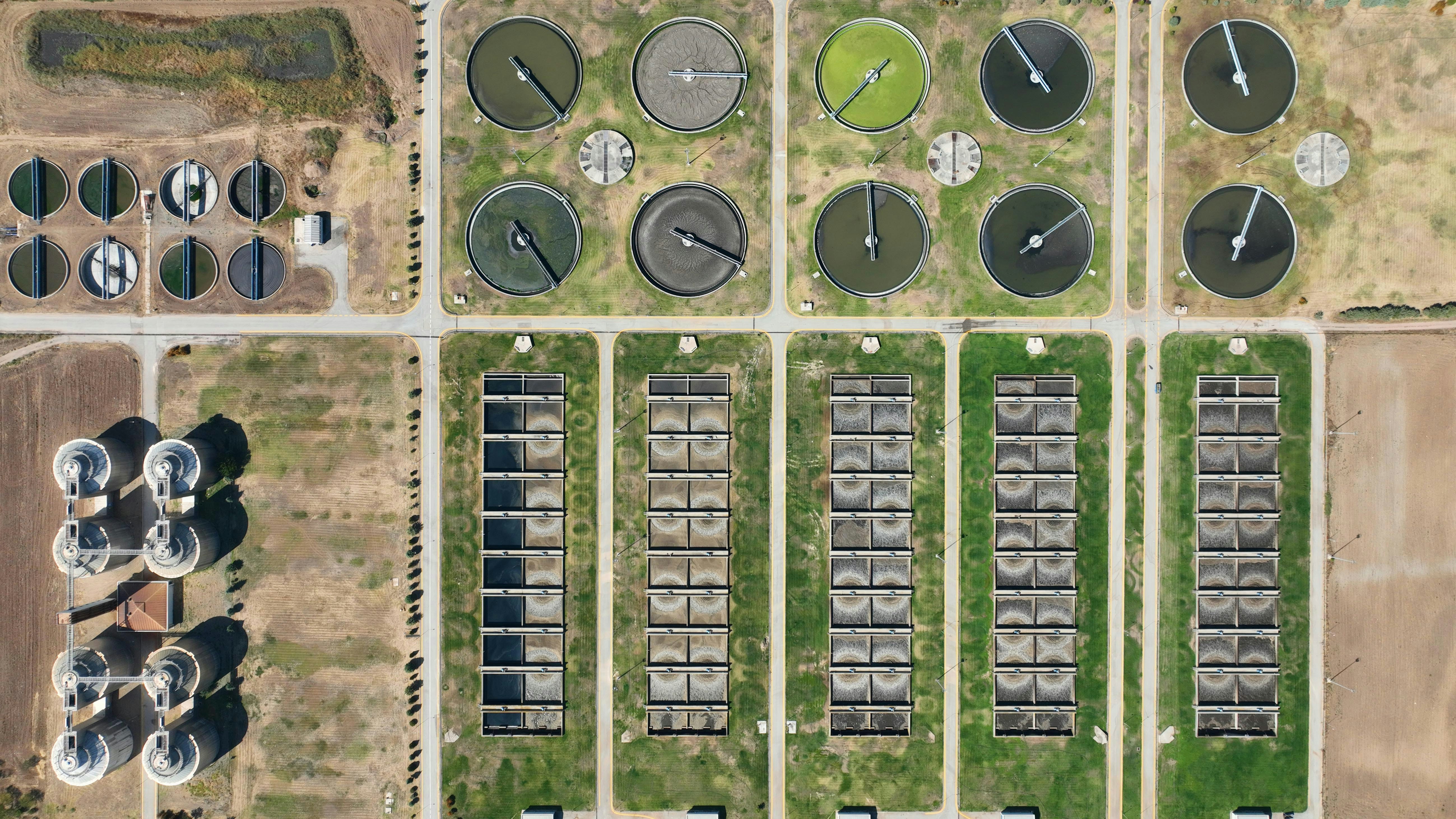 an aerial view of a parking lot and a parking lot