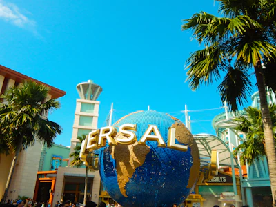 The globe entrance of Universal Studios Singapore
