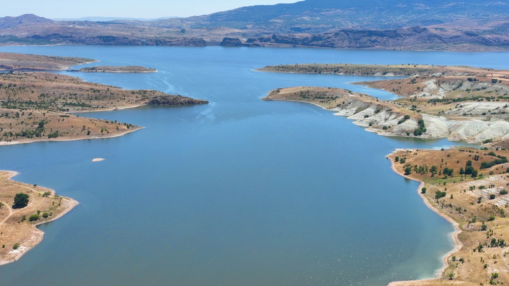 a large body of water surrounded by mountains