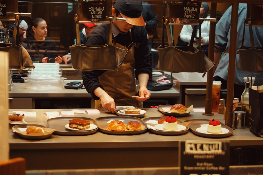 a chef preparing food in a restaurant kitchen