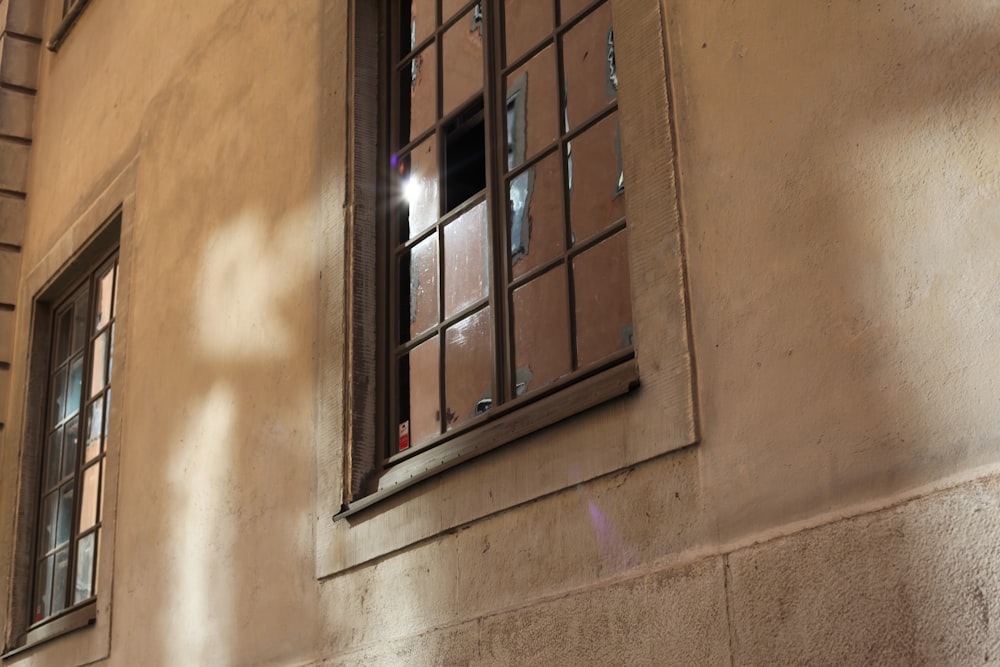 a window on the side of a building