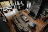a view of a living room from above