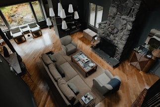 A warm, inviting living room with a cozy seating area.