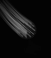 Grayscale abstract texture resembling microscopic fibers entangled in data streams.