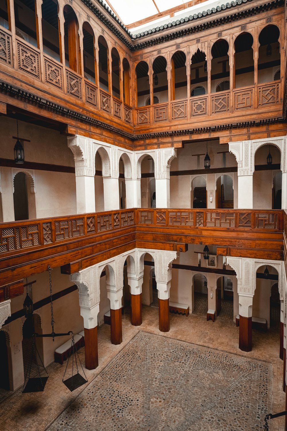 a large building with a clock on the wall