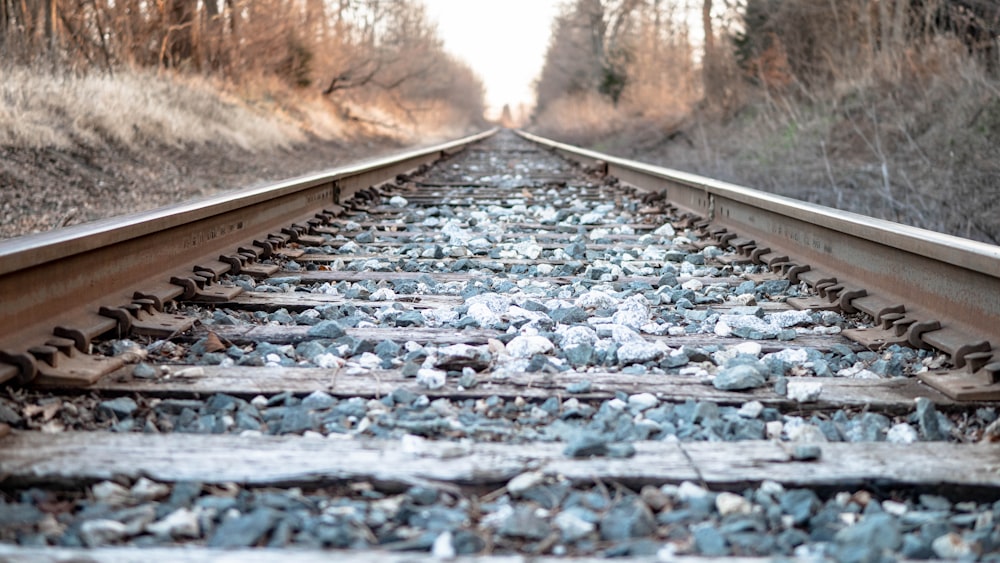 a train track with a bunch of broken glass on it