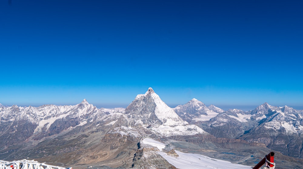 a group of people standing on top of a snow covered slope