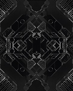 Bold symmetrical lines forming a silver and black art deco motif representing growth.