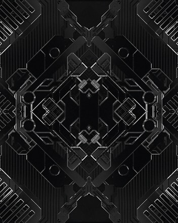 Elegant gold geometric pattern overlaying a minimalist black and white background.