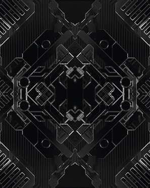 An intricate piece depicting simpler times with bold black elements.