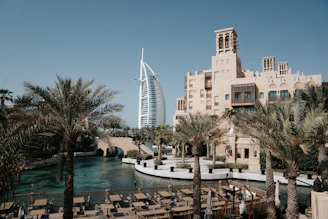 a view of a city with a river running through it