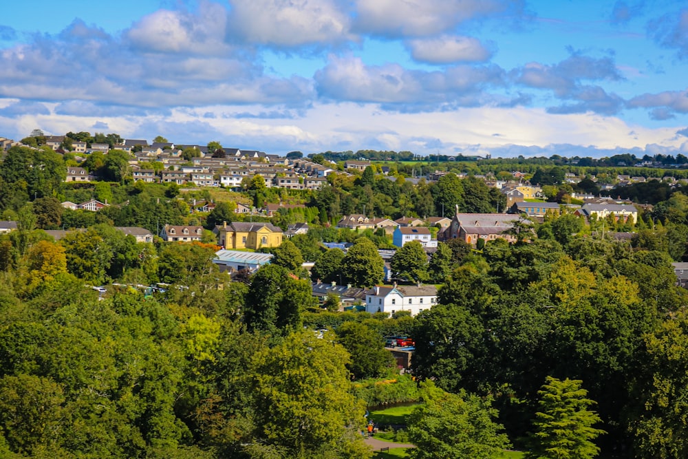 a view of a city with lots of trees