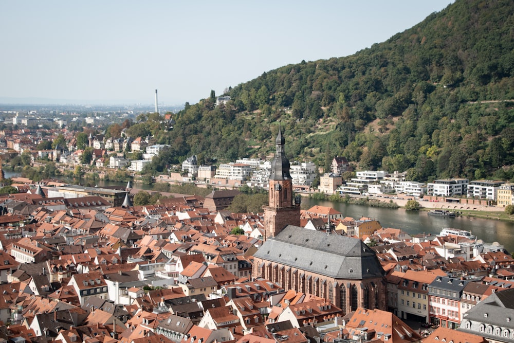 a view of a city with a river running through it