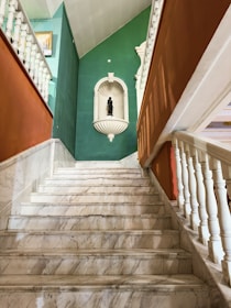 Before and after shot of a marble staircase restored to its original shine.