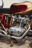 Close-up of a shiny chrome engine on a classic motorcycle.