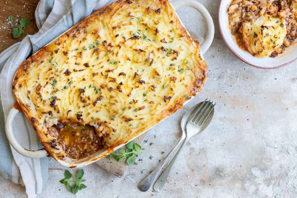 Vegetarische linzen Shepherd's Pie