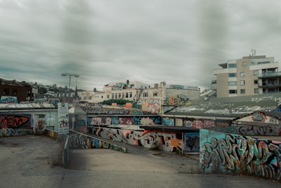 A vibrant urban landscape showcasing a gang territory.