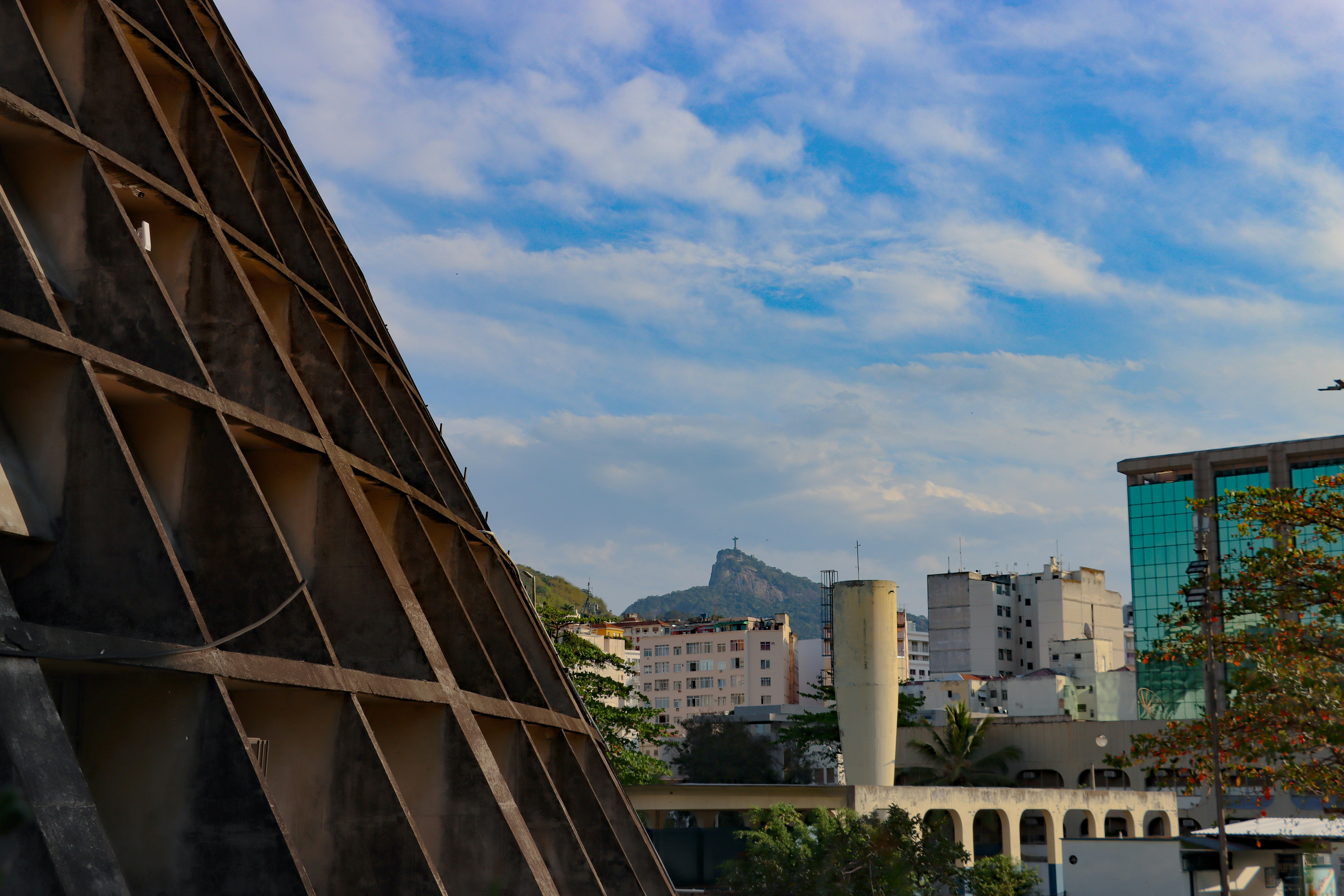 a view of a city with tall buildings