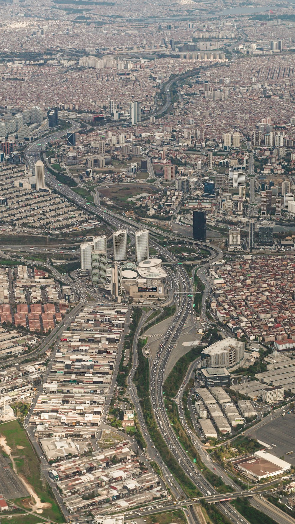 an aerial view of a city with lots of traffic
