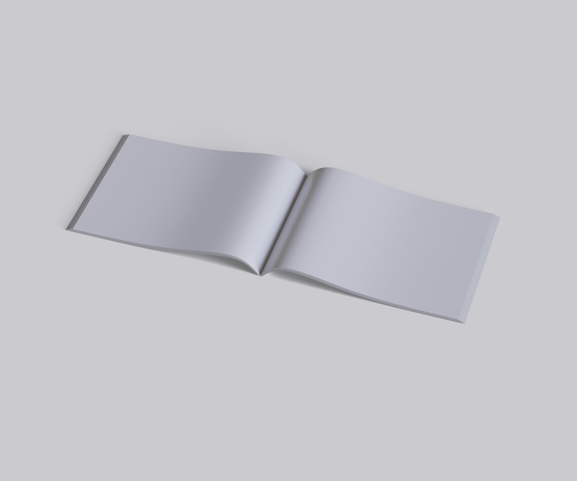 A clean, minimalistic book frame with a blank white page ready to display the first slide of a presentation.