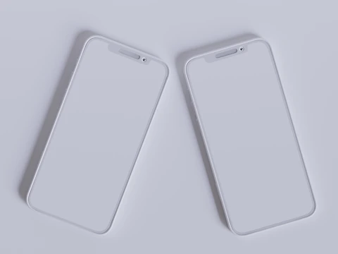 Two sleek smartphones facing each other on a futuristic digital grid background.