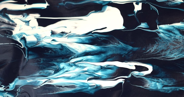 An abstract piece featuring calming colors and fluid shapes.