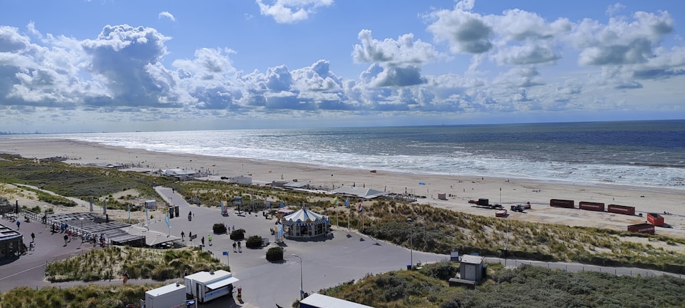 a view of a beach from a high point of view