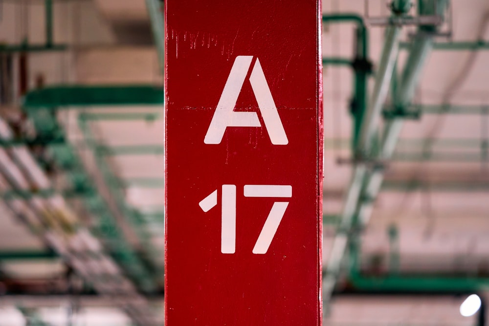 a red sign with the number 17 on it