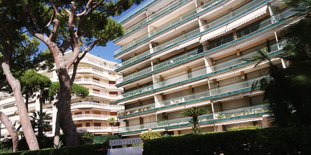 an apartment building with balconies and balconies on the balconies