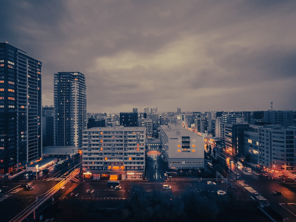 a view of a city at night from a high rise