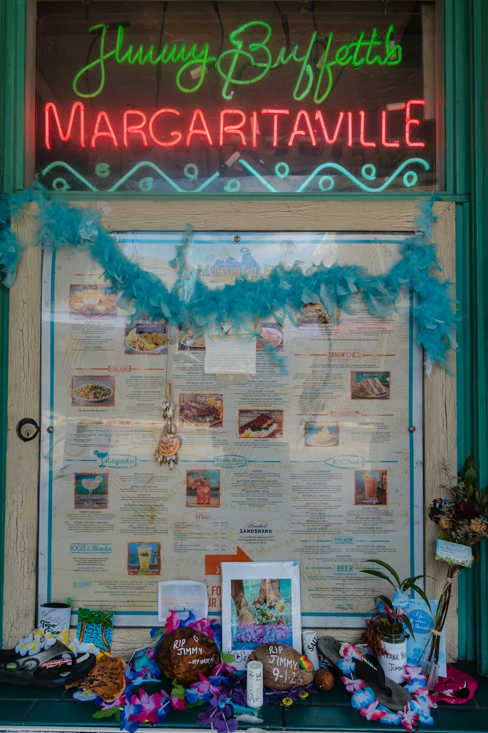 a display of items in front of a store window