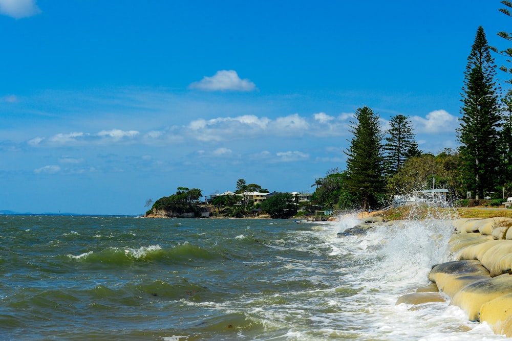 a large body of water next to a beach