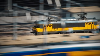 An animated graphic showing a progress bar moving quickly with a train icon.