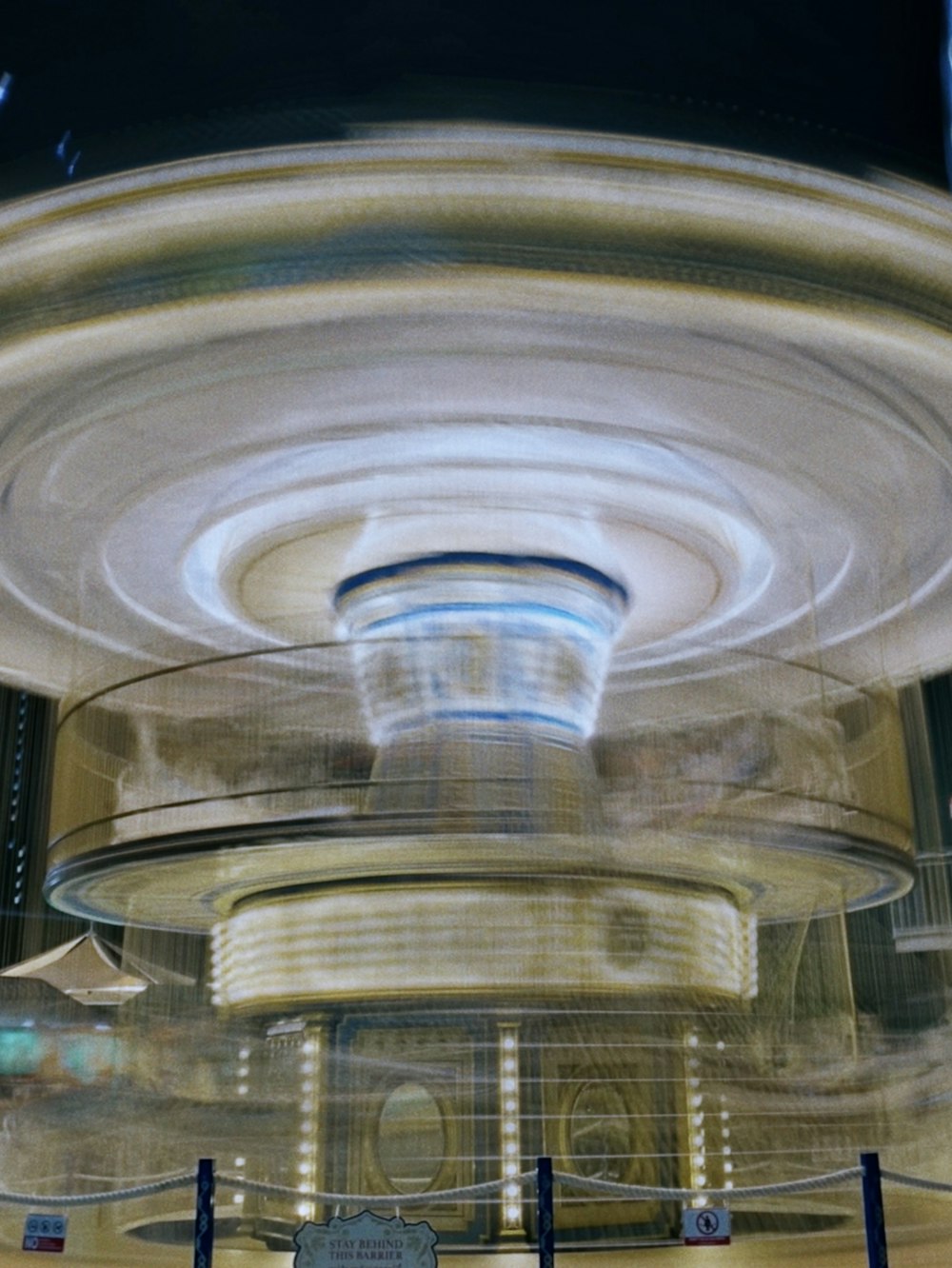 a blurry photo of a circular object in a building