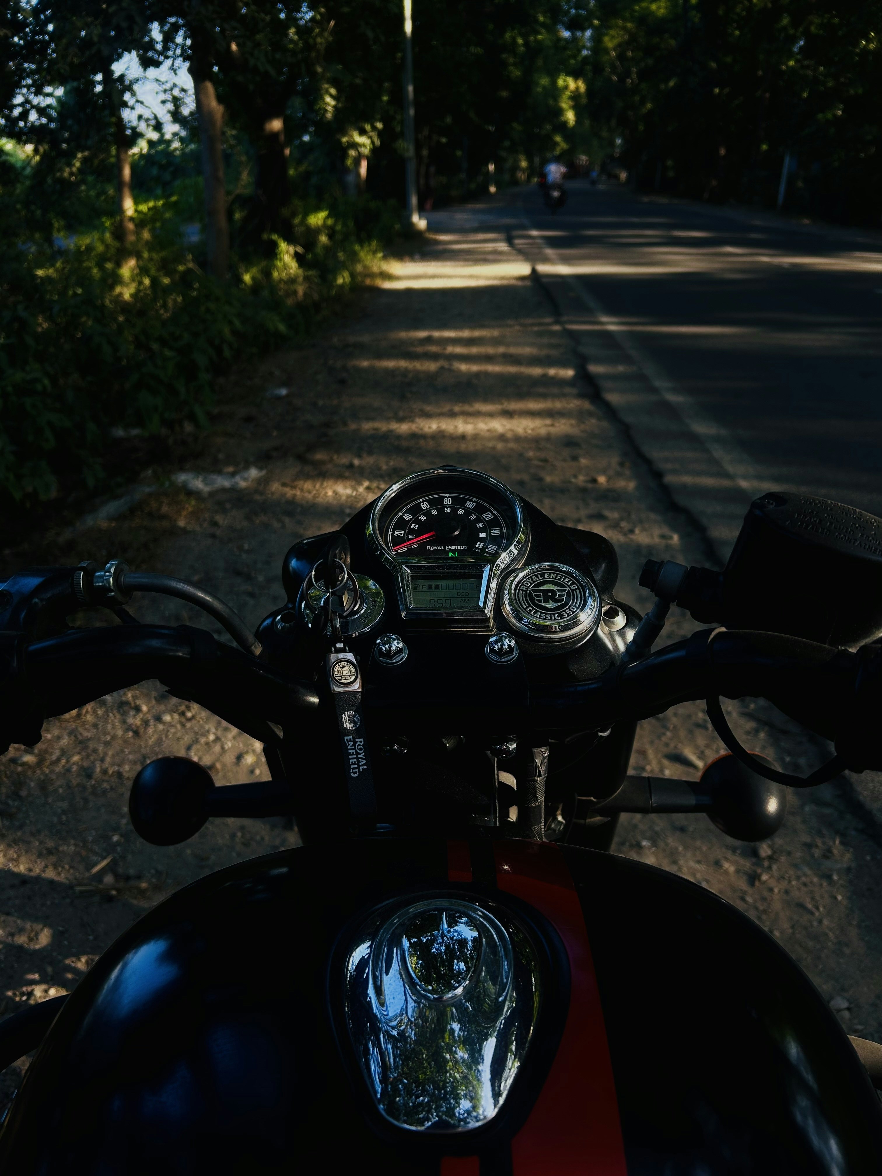 Royal Enfield motorcycle parked on the roadside