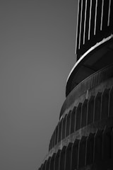 a black and white photo of the top of a building