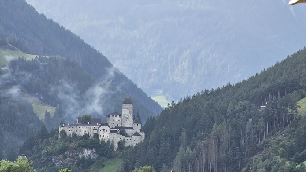 a castle in the middle of a forest