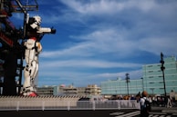 An outdoor event showcasing various robotics projects.